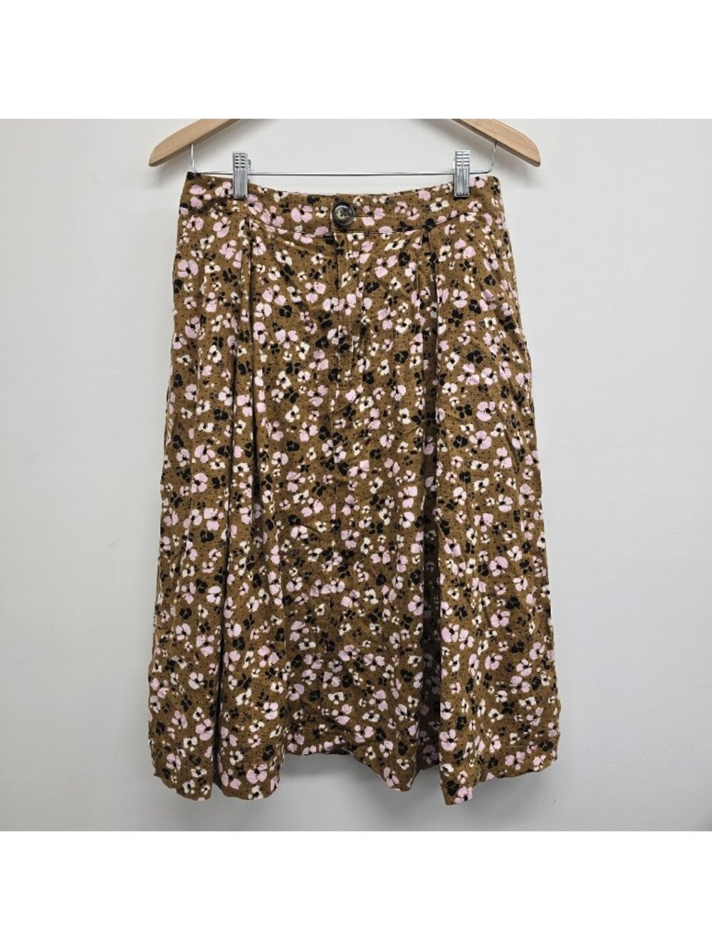 Who What Wear Linen Blend Pleated Floral Skirt Sz 6 Pockets Cottagecore Earthy